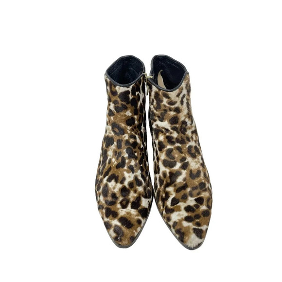J. Crew Collection Sienna Leopard Calf Hair Booties Black Brown Size 8 - Picture 3 of 7